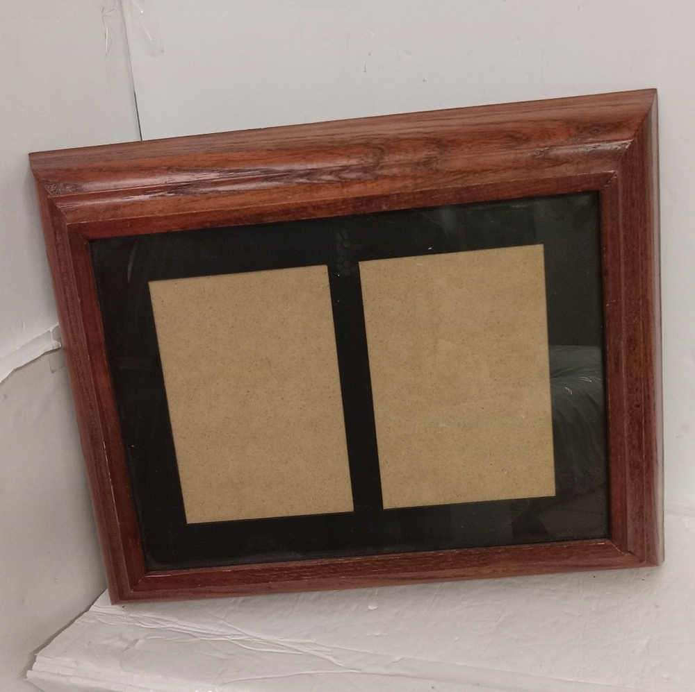 Wooden Dual Photo Frames With Home Safe Compartment  11"x14.5" Wall Mount